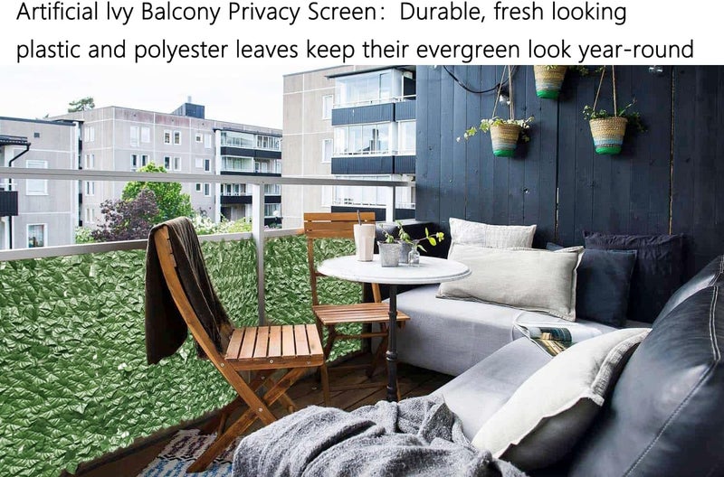 Comtelek Artificial Ivy Privacy Fence 236.2x39.4in Grass Wall Screen Fake Vines Balcony Fence Privacy Screen Cover, Faux Ivy Leaf Hedge Panels Wall Decoration for Outdoor Patio Apartment Backyard Deck Garden - Image 5